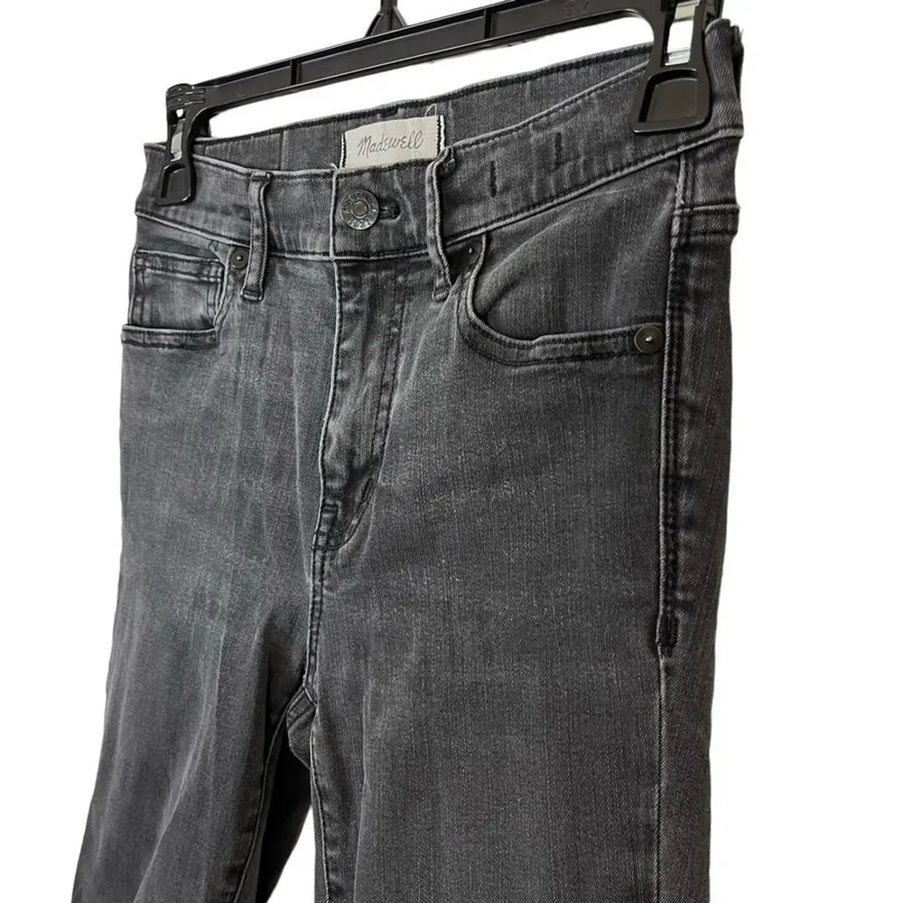 MADEWELL HIGH RISER Black Gray Wash SKINNY SKINNY Zip Fly Raw Hem Jeans sz 25